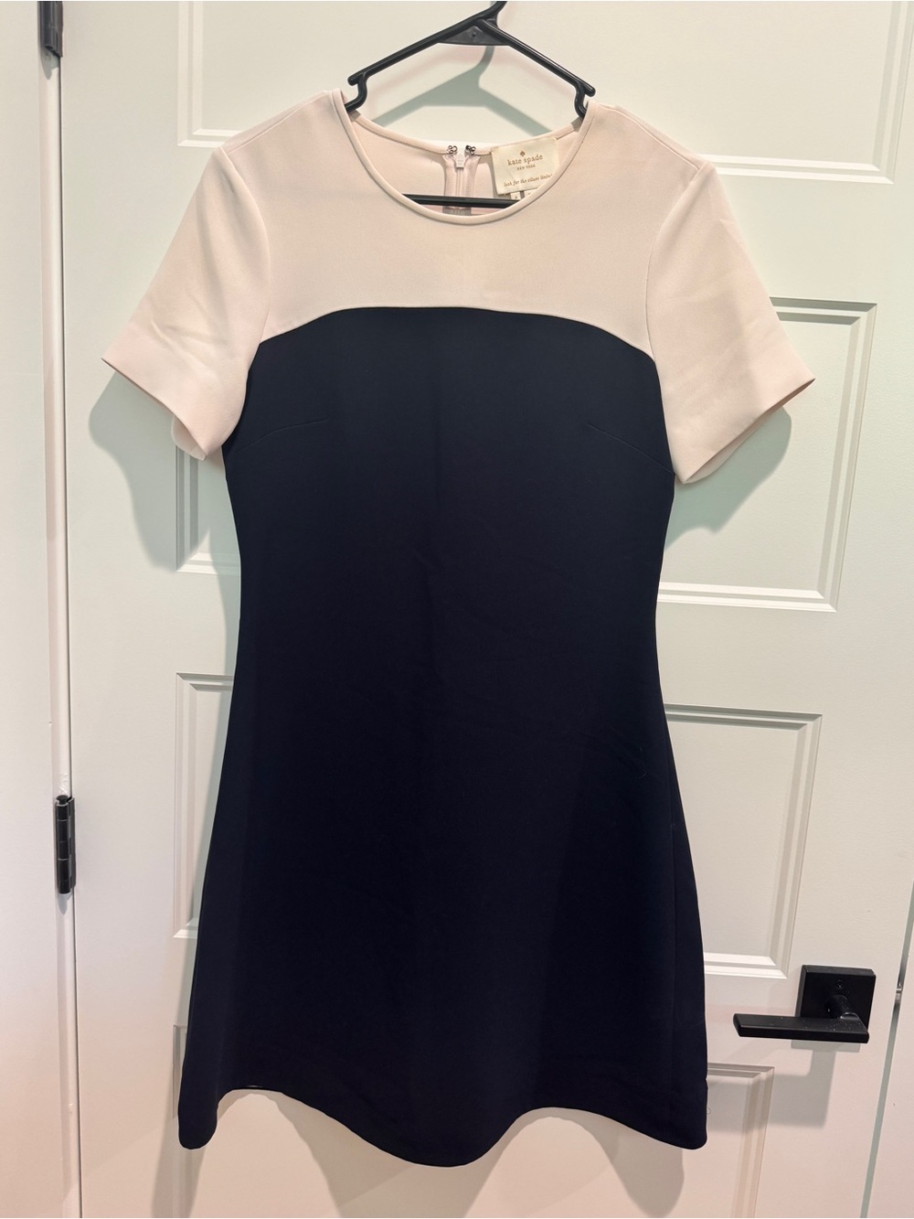 kate spade Two-Tone Short Sleeve Mini Dress - Black & Cream